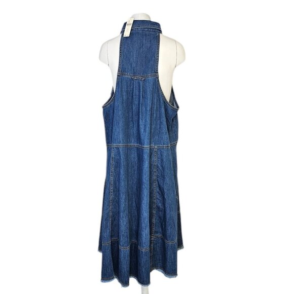 Anthropologie Pilcro Sleeveless Halter Swing Midi Dress Denim Size 1X NWT Jean - Picture 4 of 11